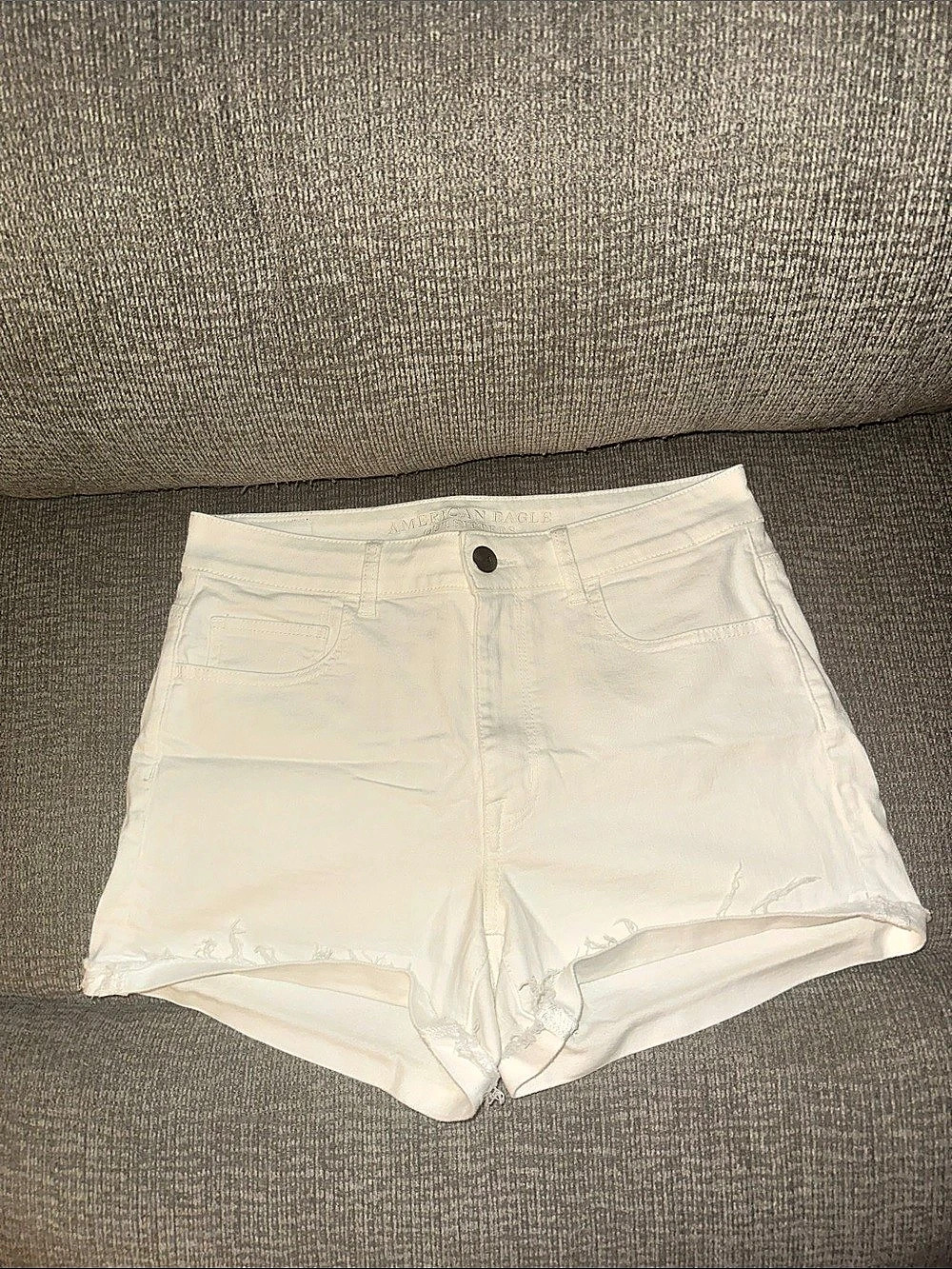 American Eagle Outfitters Super Stretch Hi-Rise Shortie White Denim Shorts